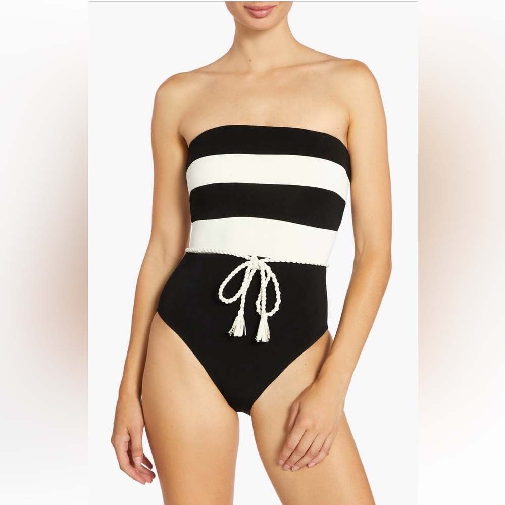 New Robin Piccone Babe Striped One Piece Swimsuit